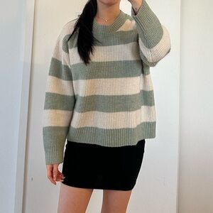 Striped Green and Cream Sweater